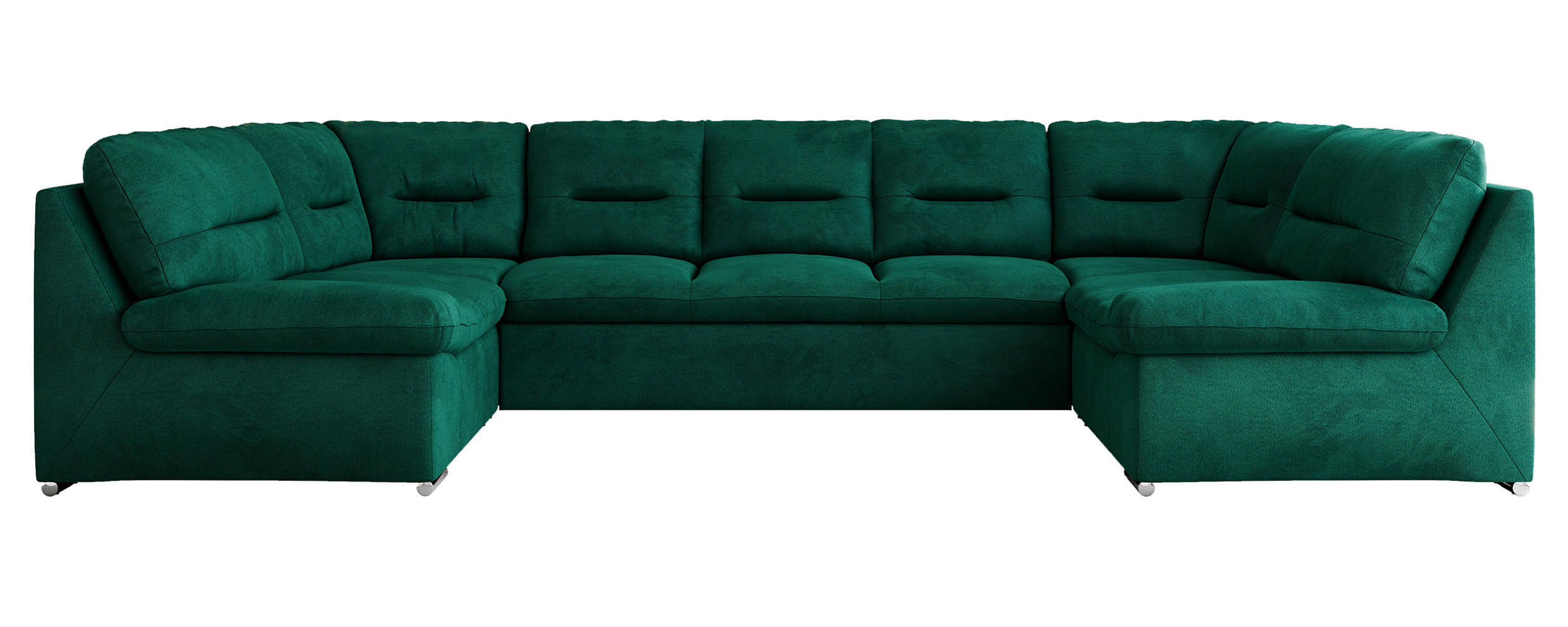 WOHNLANDSCHAFT MORBIDO U Dunkelgrün Velvet - Dunkelgrün/Silberfarben, Textil/Metall (340/93/206cm) - MKS