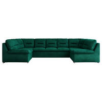 WOHNLANDSCHAFT COMODO U Dunkelgrün Velvet - Dunkelgrün/Silberfarben, Textil/Metall (340/93/206cm) - MKS