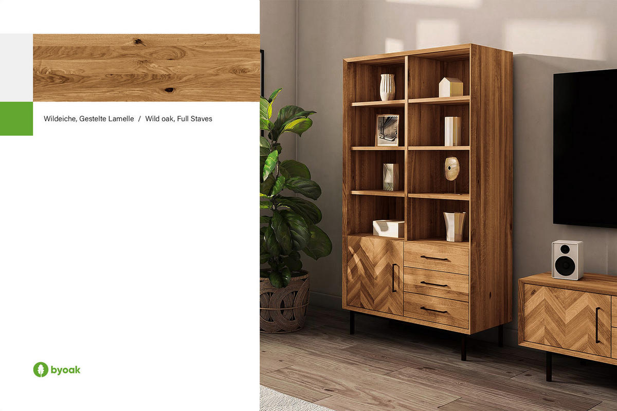 BÜCHERREGAL LEON 97x45 Wildeiche - Wildeiche, Holz (97/176/45cm) - byoak