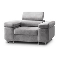 SESSEL CALVO Polstersessel Loungesessel ergonomisch, Hellgrau - Hellgrau, Holz/Metall (133/87/98cm) - MASSENO