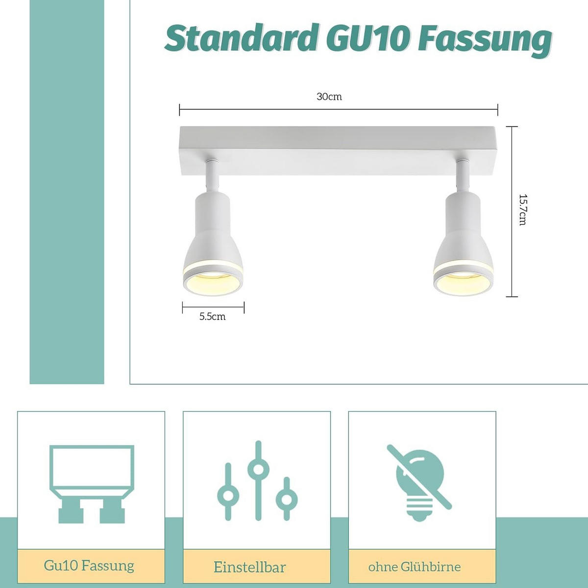 STRAHLER Frühling 2-flammig 30/5/15.7 cm - Weiß, Metall (30/5/15.7cm) - ZMH