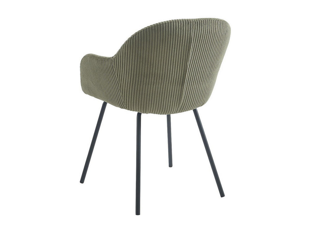 STUHL mit Armlehnen 6er-Set - Cord & schwarzes Metall - Kaki - MARENZIA - Grün, Textil (62/82.5/58cm) - Vente-Unique