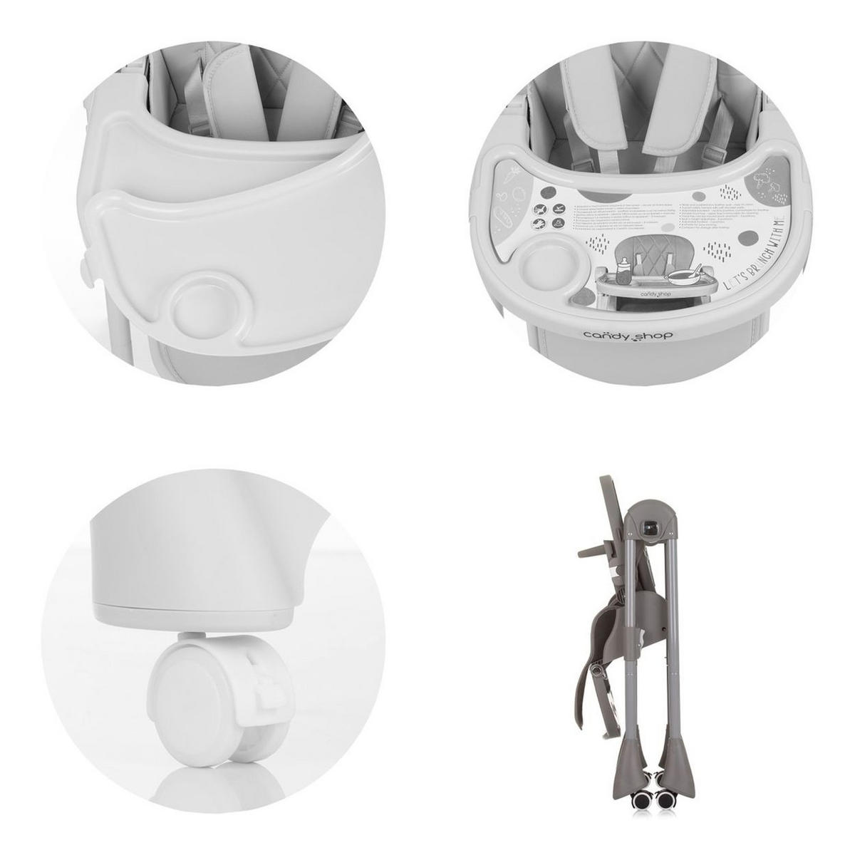 HOCHSTUHL Candy Shop grau 4 Räder, verstellbar, Fußstütze, faltbar - Grau, Kunststoff (49/96/83cm) - Chipolino