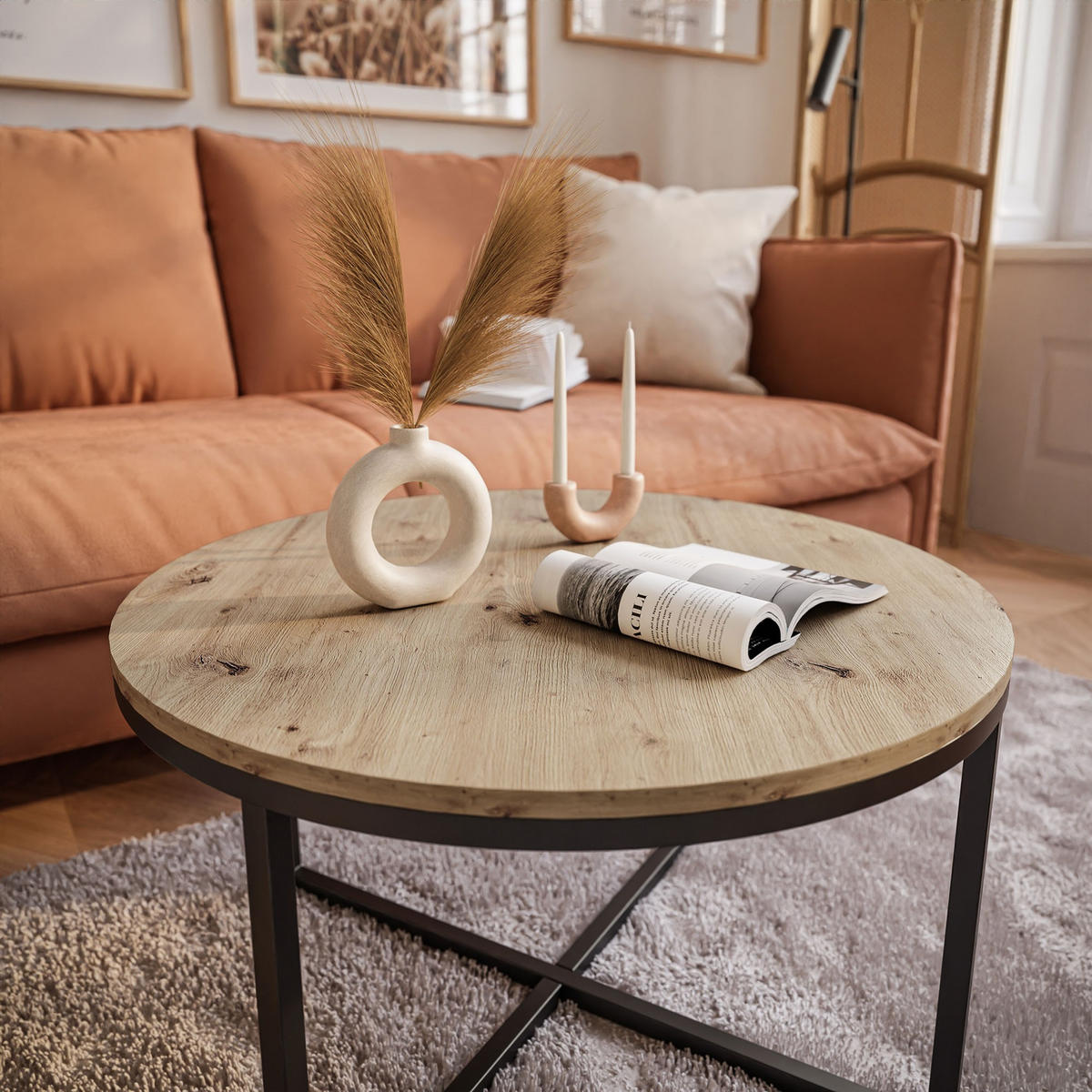 COUCHTISCH CIRI-X Eichenholz Artisan - Schwarz/Eiche Artisan, Holzwerkstoff (70/70/45.6cm) - Lookway