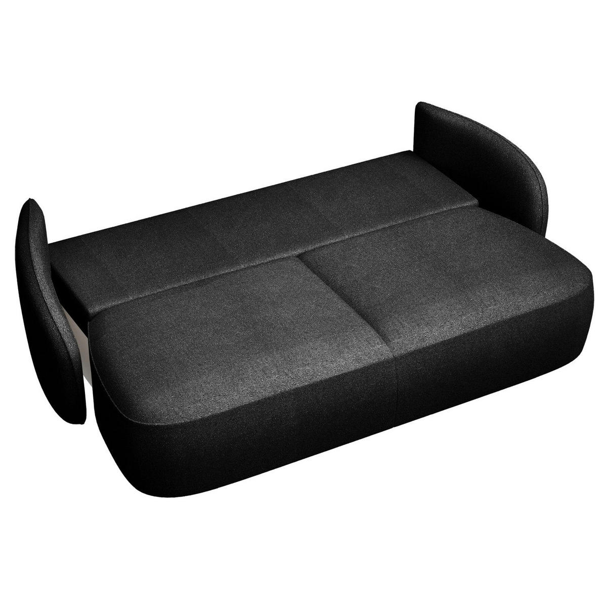 3-SITZER-SOFA Savoy Schwarz mit Schlaffunktion - Schwarz, Kunststoff/Textil (254/96/105cm) - Selsey