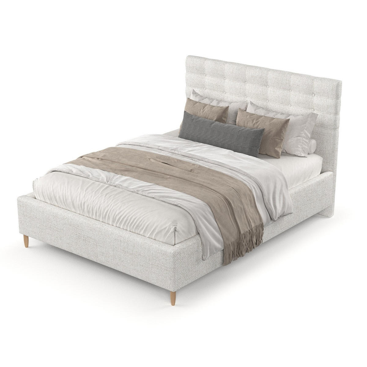 POLSTERBETT Soma 120/200 cm Creme im Neve Stoff - Creme/Naturfarben, Holz/Holzwerkstoff (120/200cm) - AltaBeds