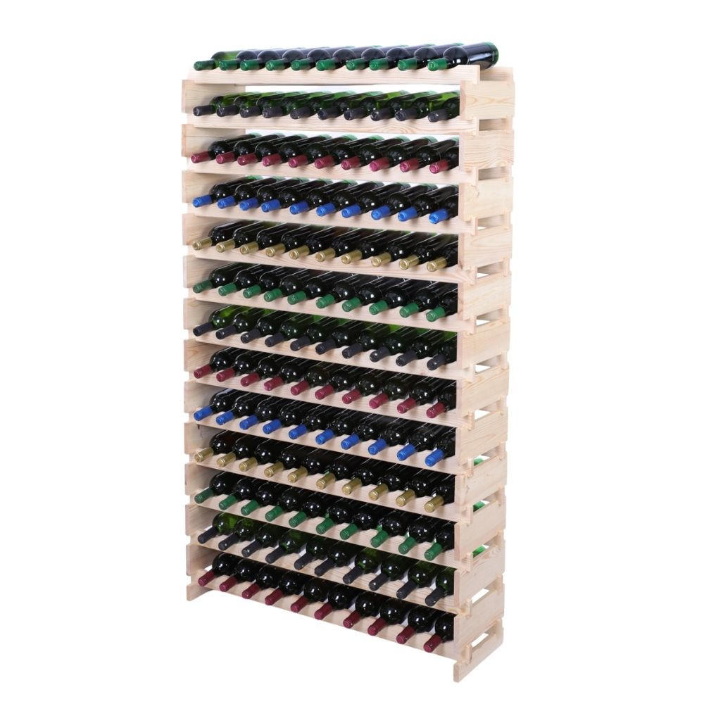 WEINREGAL VINOTECA FLEX PRO HxBxT 177x103x28cm 130 Flaschen auf 13 Ebene Natur unbehandelt - Naturfarben, Holz (103/177/28cm) - PROREGAL