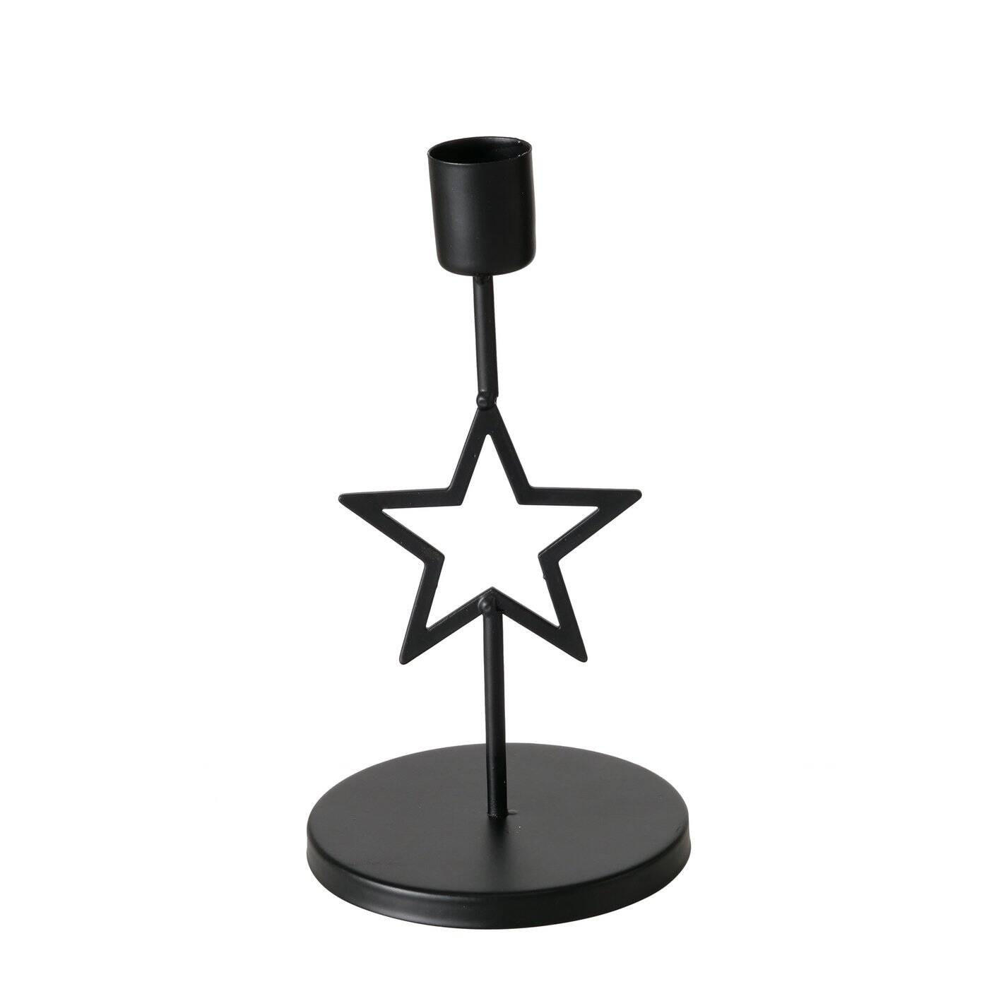 KERZENHALTER Norga 17 cm - Schwarz, Metall (9/17/9cm)