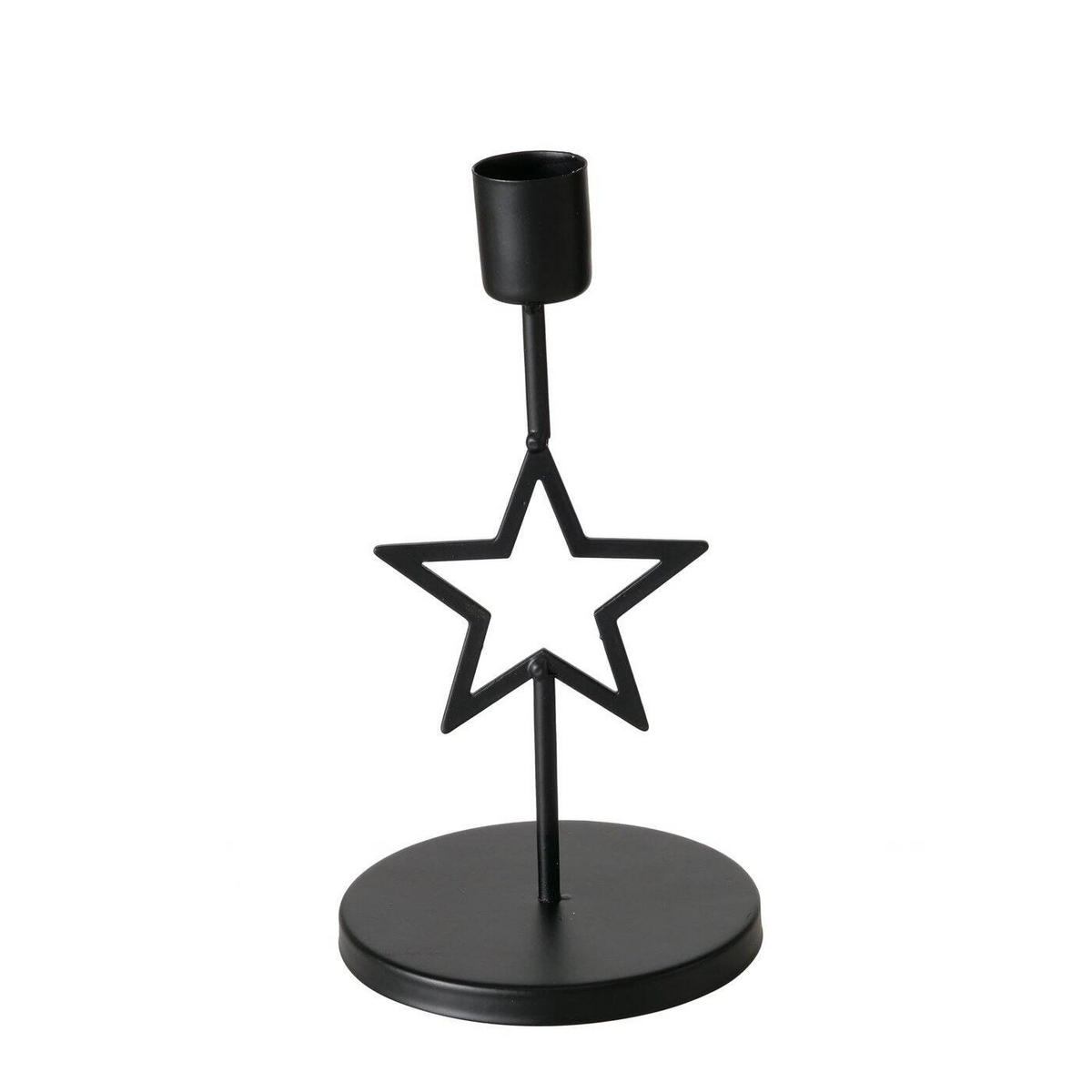 KERZENHALTER Norga 17 cm - Schwarz, Metall (9/17/9cm)