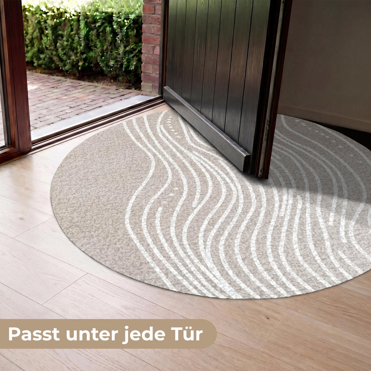 FUSSMATTE Wellenlinien - Fließend - Sandfarben Fußabtreter 120x120 cm - Beige, Kunststoff (120/120cm) - MuchoWow