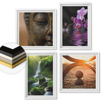 WANDBILDER 4er-Set - 50x50 cm & 40x60 cm Weißer Rahmen - Blumen im Wasser des Buddha-Wasserfalls - Weiß, Kunststoff (50/50cm) - ArtPrintCave