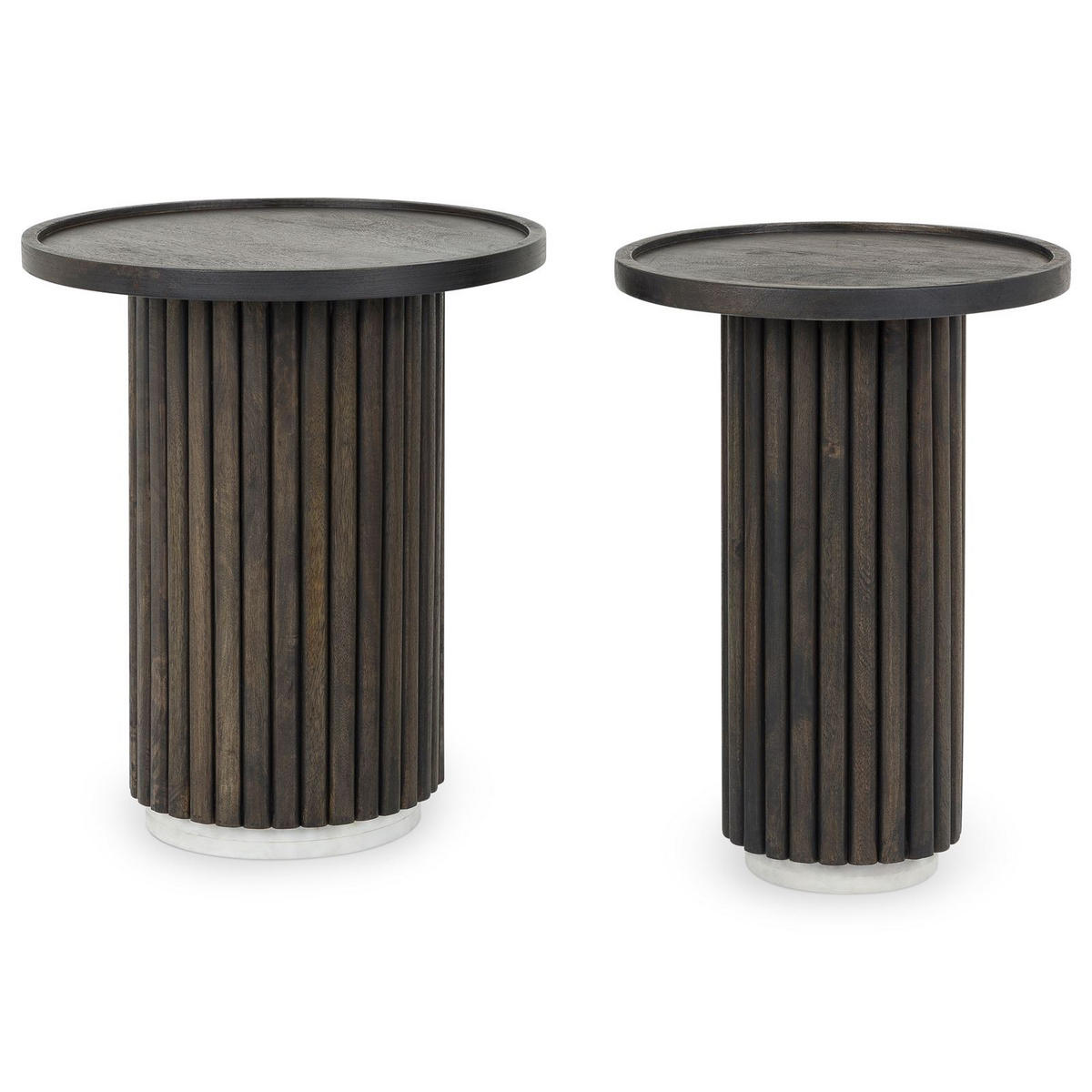 COUCHTISCHSET SARDA 2er Set braun/weiß - Braun/Weiß, Naturmaterialien/Holz (46/46/53cm) - IDIMEX