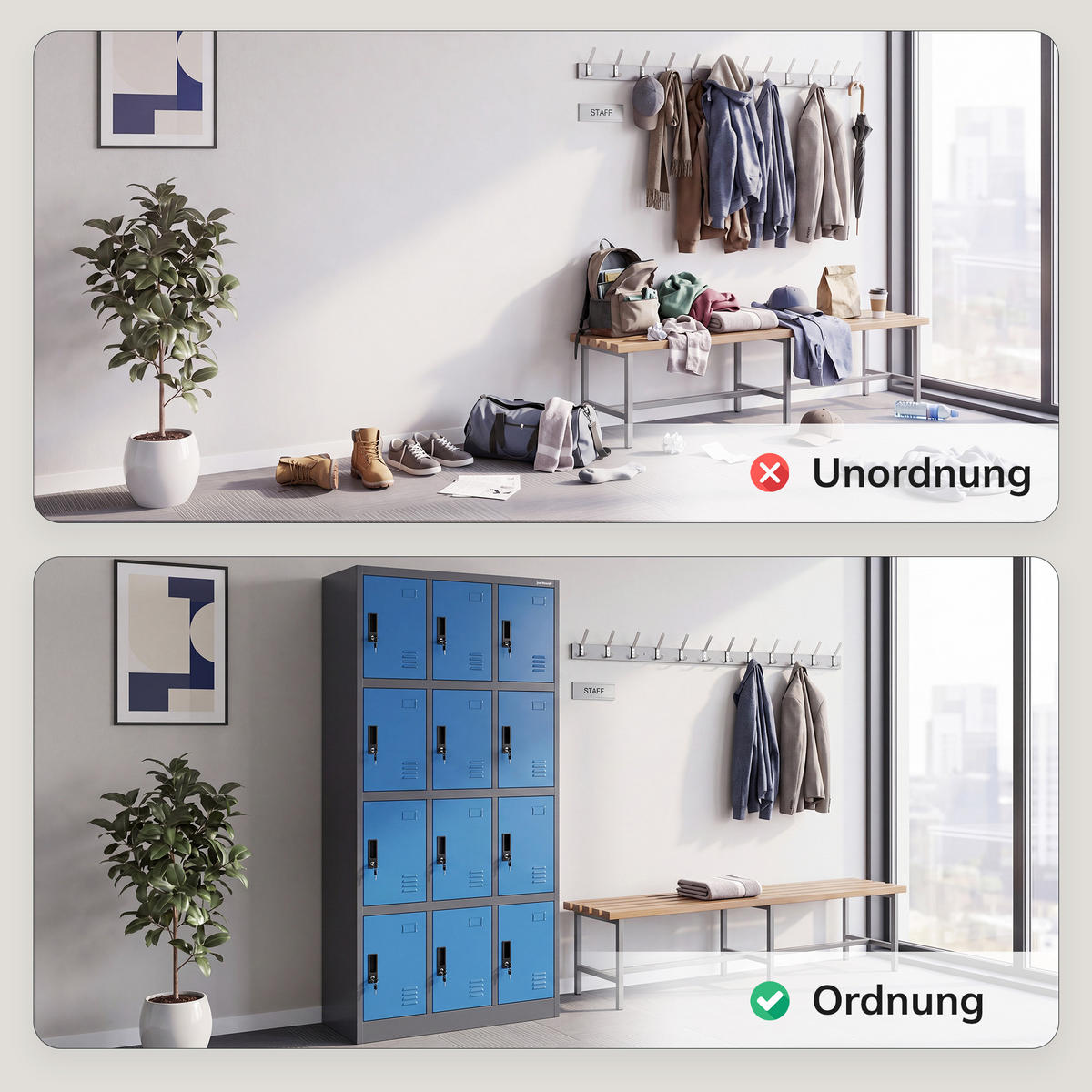 SCHLIESSFACHSCHRANK Marcin 90 x 185 x 40 cm - Blau/Anthrazit, Metall (90/185/40cm) - Jan Nowak