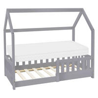 KINDERBETT mit Dach und Matratze 70x140 cm Hellgrau - Hellgrau, Holz (70/140cm) - ML-DESIGN