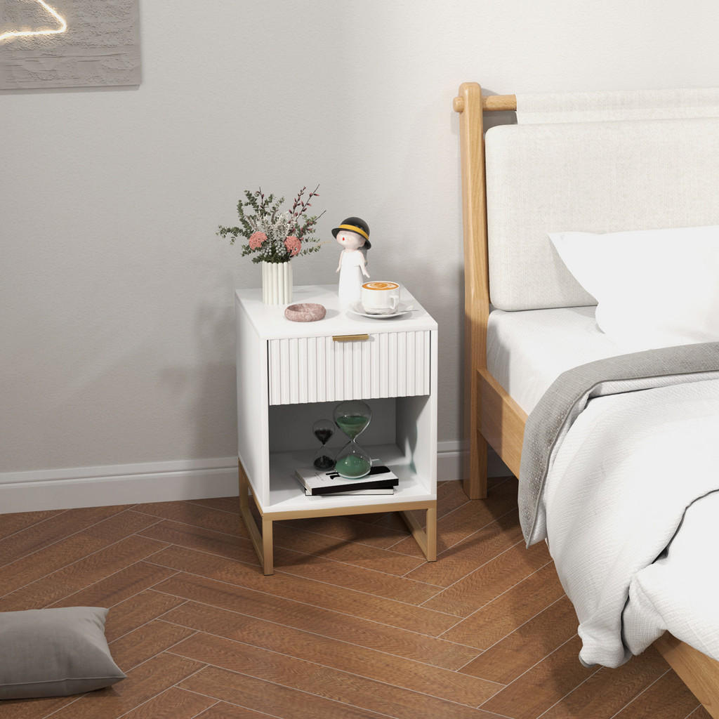 Thumbnail - Homcom Nachttisch, Weiß, Holzwerkstoff, 40x57x40 cm, Schlafzimmer, Nachttische