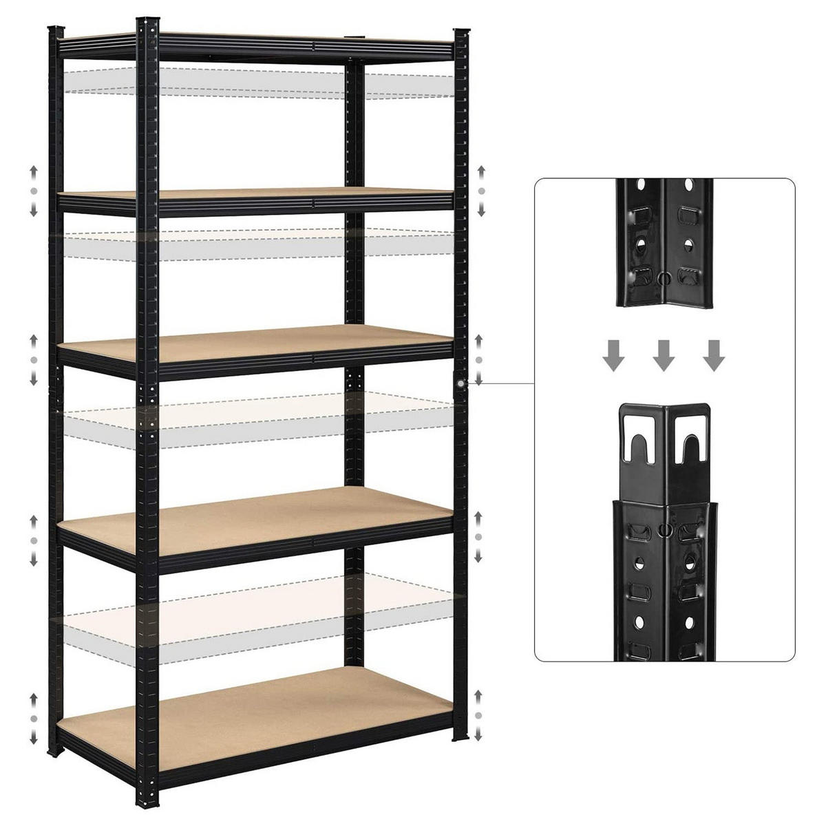 STANDREGAL 2ER-SET - Schwarz, Metall (100/200/50cm) - Hansiro