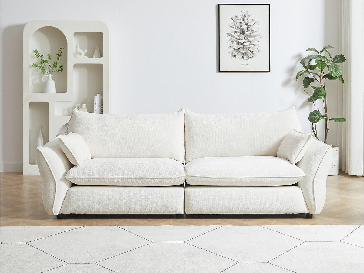SOFA ohne Schlafmöglichkeit - -Sitzer - Stoff - Elfenbeinfarben - - Weiß, Textil (246/84/98cm) - Vente-Unique