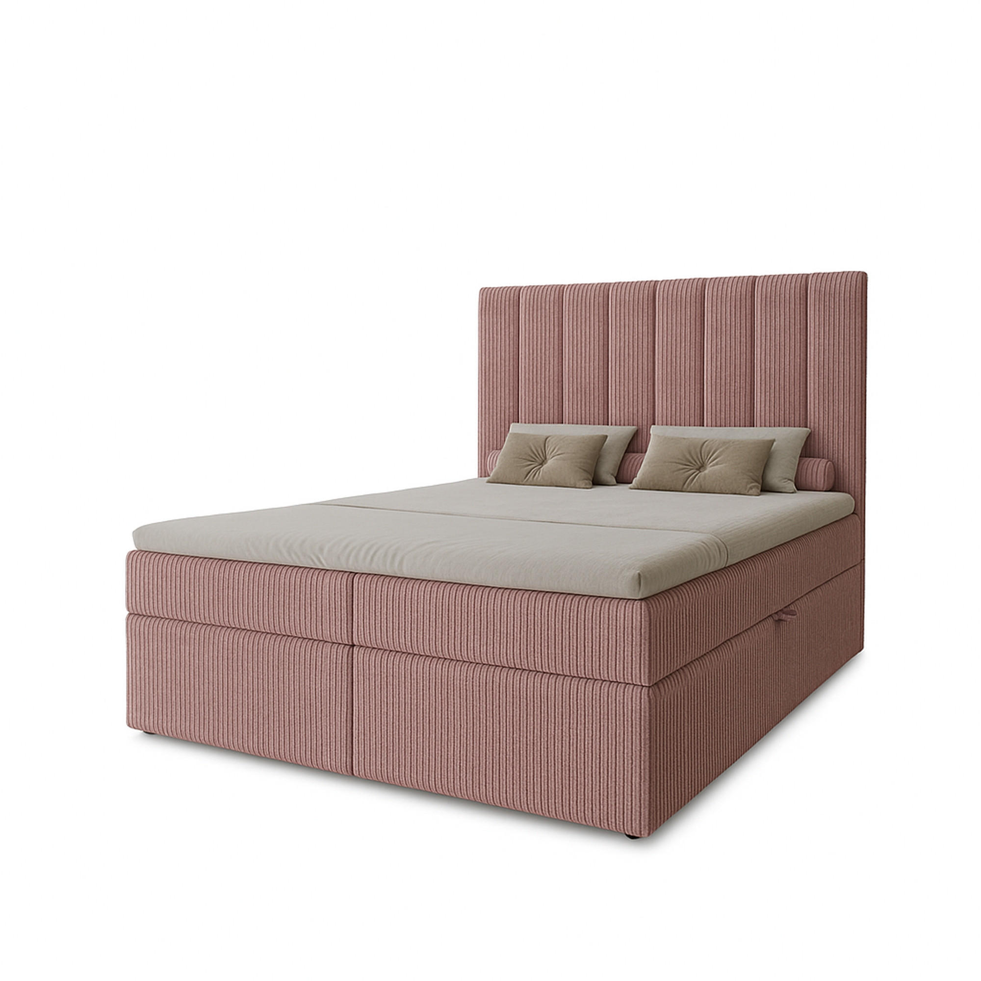 BOXBETT Nero mit 2 Bettkästen, 180x200, Farbe: Lila, Cordstoff, Doppelbett mit Bonell-Matratze - Lila, Holz/Kunststoff (180/200cm) - Marpur