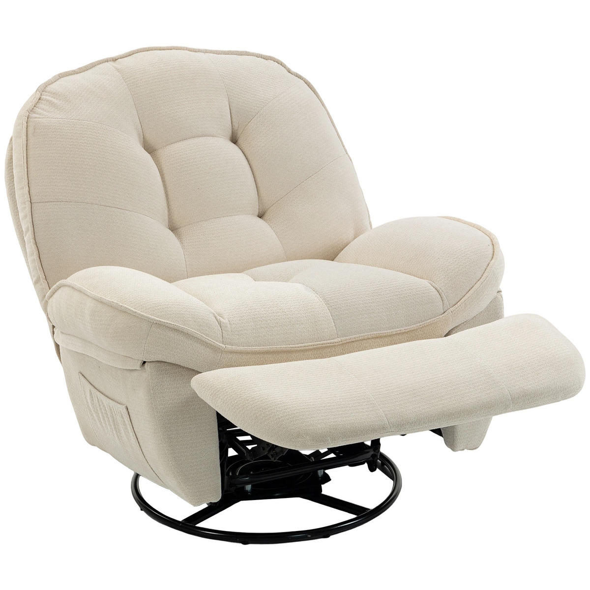 RELAXSESSEL,CHENILLE manuell 360° Dreh-Wippsessel,cremeweiß - Weiß, Textil (94/104/95cm) - Vallsero