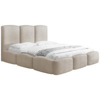 POLSTERBETT Harmony mit Bettkasten, Beige Boucle 120x200 cm - Beige/Birkefarben, Holzwerkstoff/Kunststoff (120/200cm) - WFL GROUP