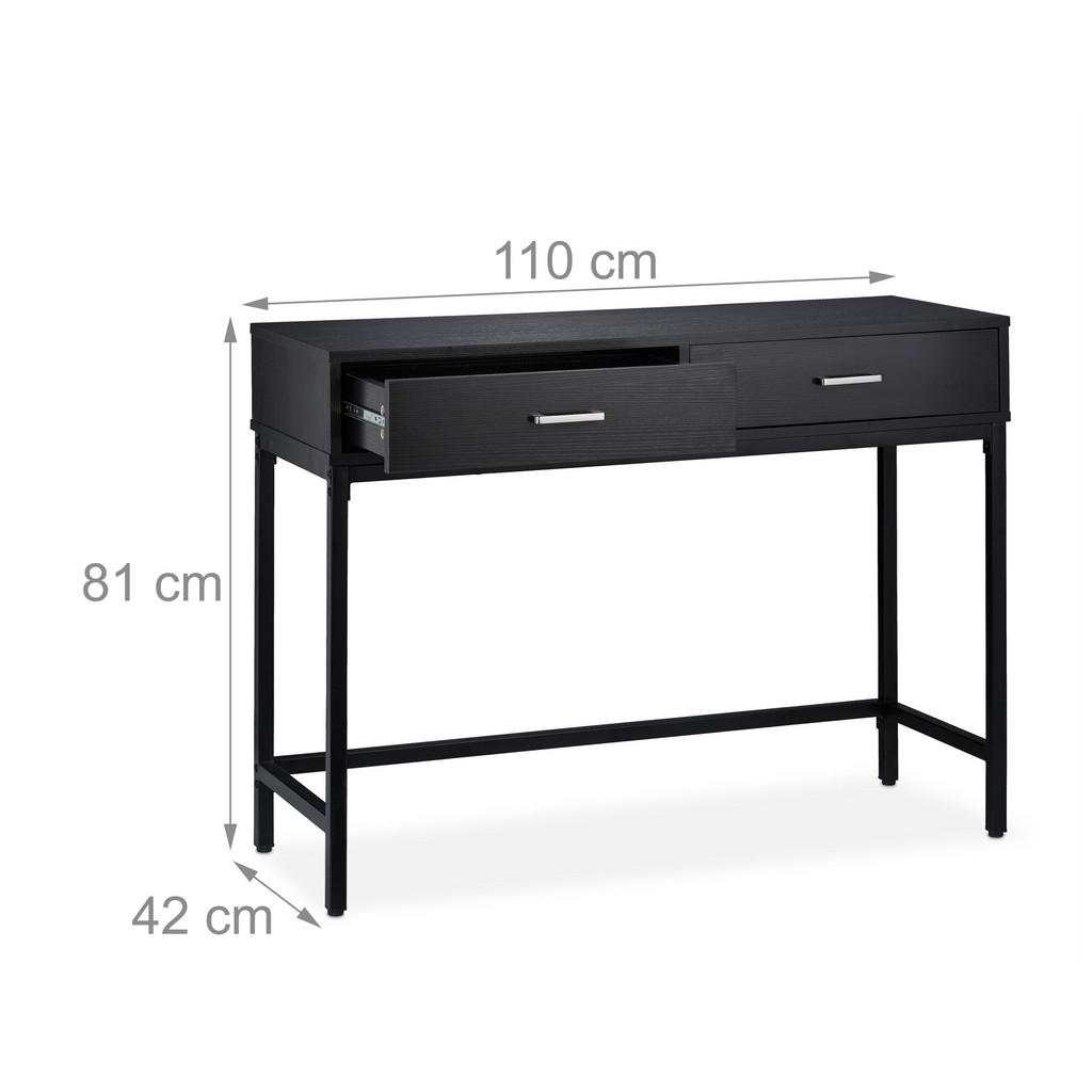 Thumbnail - Relaxdays Konsolentisch, Schwarz, Holzwerkstoff, Metall, 110x81x42 cm, Wohnzimmer, Wohnzimmertische, Konsolentische