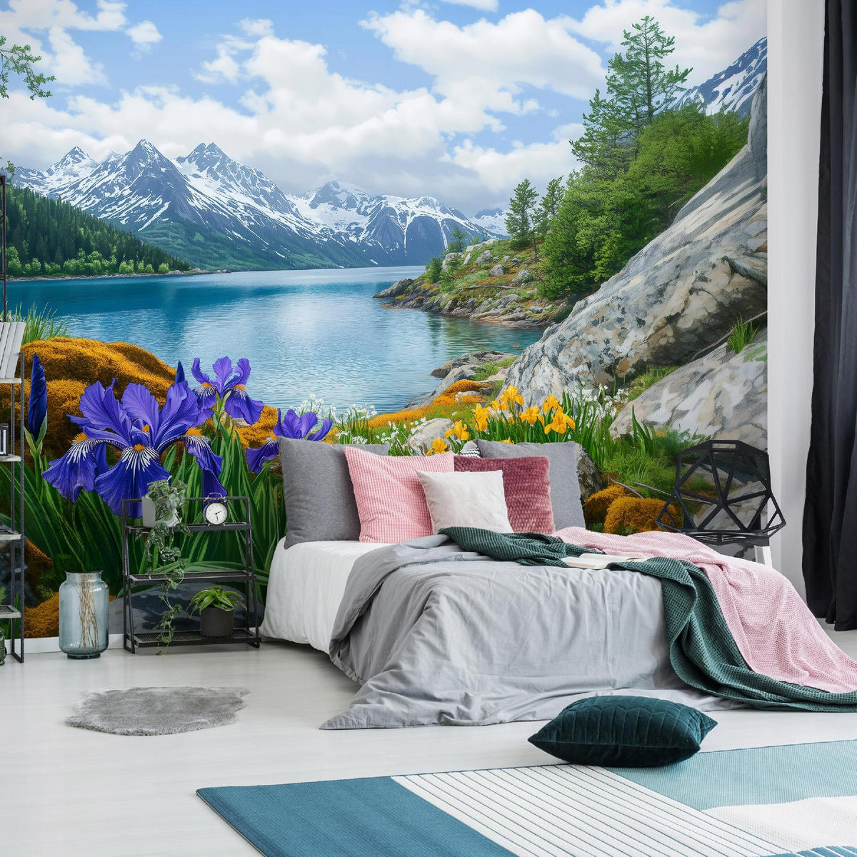FOTOTAPETE Landschaft Natur Berge Vlies Tapete Wohnzimmer 150x105 - Grün, Papier (150/105cm) - Wallarena