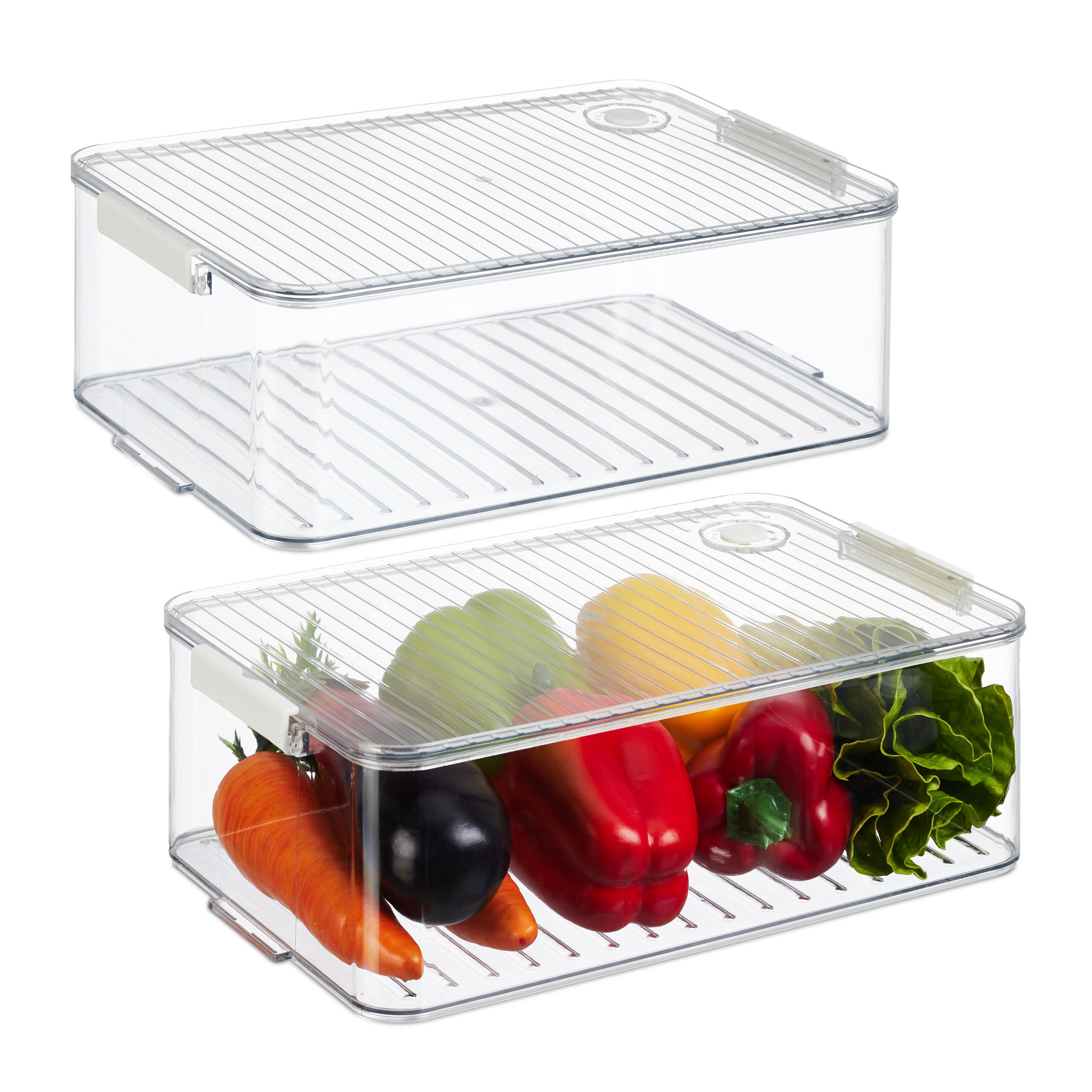 Relaxdays BOX Transparentní 2ks-set plast s víkem 10,5 cm