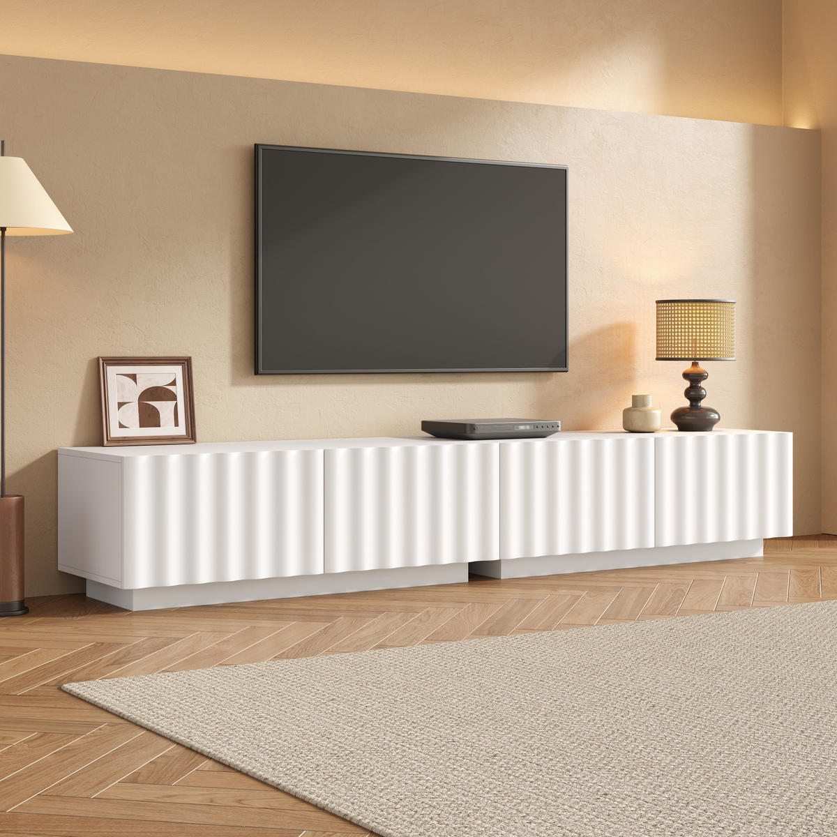 TV-SCHRANK Wellenfront Push-to-Open Stauraum modern - Weiß, Holzwerkstoff (40/35/200cm) - FLIEKS