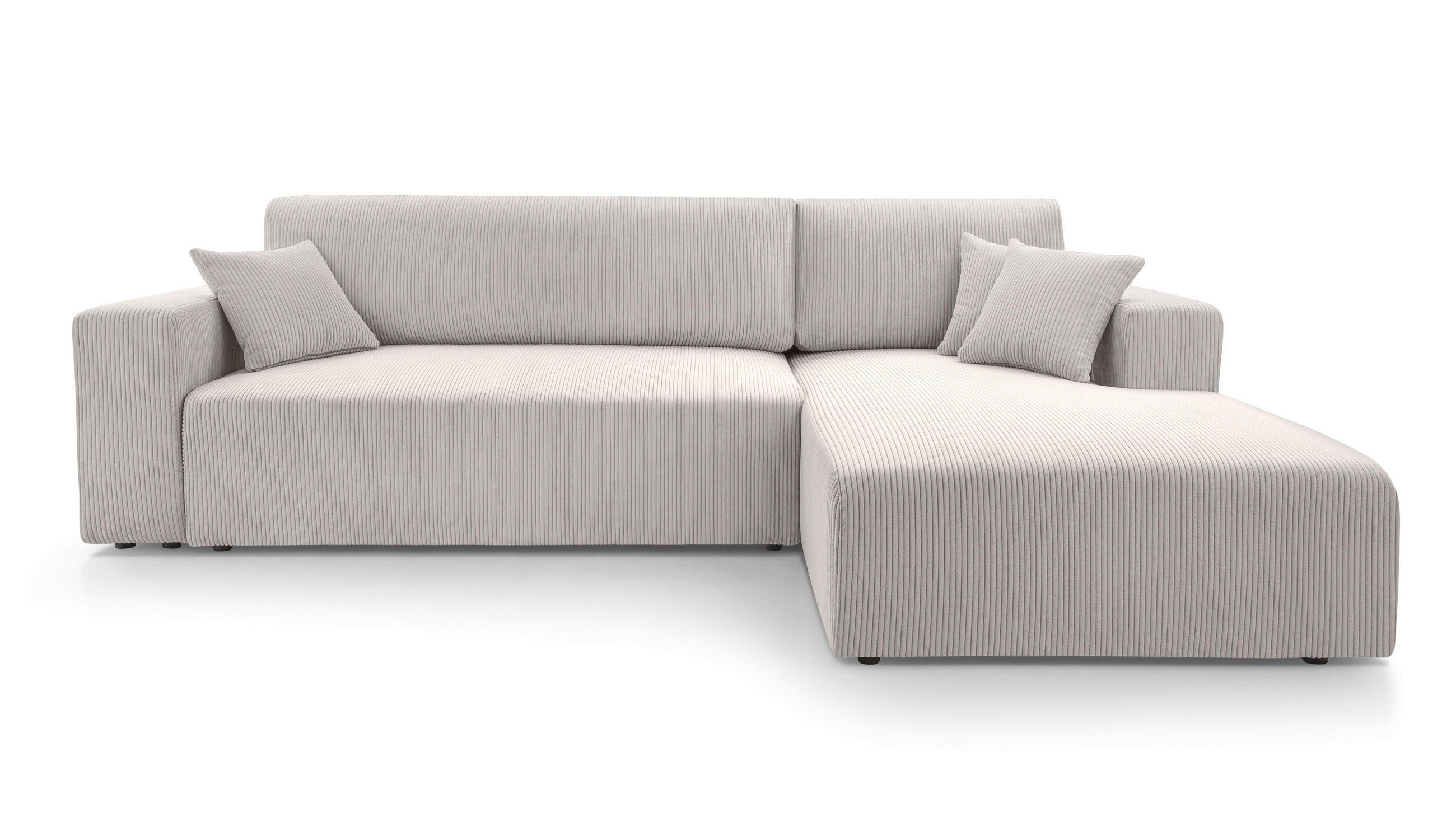 ECKSOFA L Form Catea Weiß 279/145/84 cm Rechts mit Schlaffunktion - Creme/Schwarz, Kunststoff/Textil (279/145cm) - AX Living