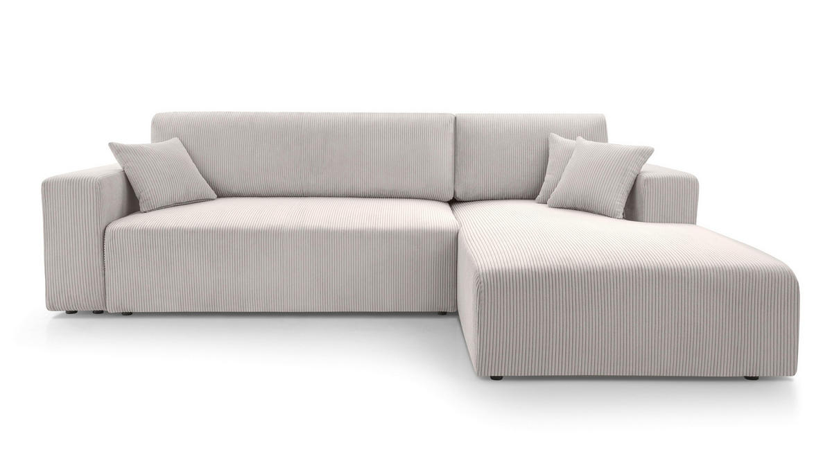 ECKSOFA L Form Catea Weiß 279/145/84 cm Rechts mit Schlaffunktion - Creme/Schwarz, Kunststoff/Textil (279/145cm) - AX Living