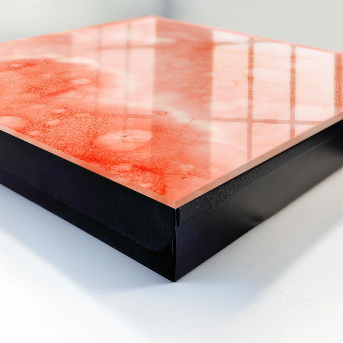SCHLÜSSELBOX Schwarz 30x30 cm- Türöffnung nach rechts - Orange Abstraktion - Orange, Metall (30/30/5cm) - TULUP