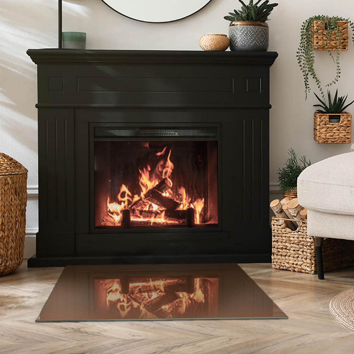 GLASPLATTE für Kamin 80x60 cm Braun - Braun, Glas (80/60/0.4cm) - ArtPrintCave