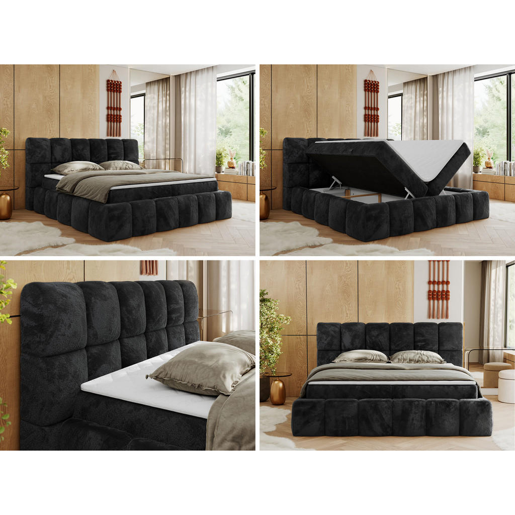 Thumbnail - MKS Boxbett, Dunkelgrau, Textil, 2-Sitzer, H4, 7-Zonen, Rechteckig, 160x200 cm, Oeko-Tex®, Schlafzimmer, Betten, Boxspri...