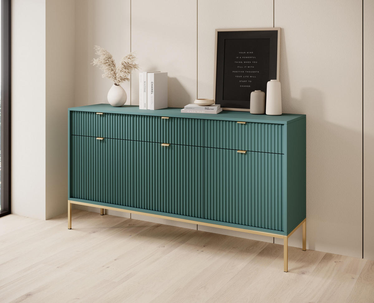 SIDEBOARD GRÜN - Grün, Holzwerkstoff (154/83/39cm) - FURNLUX