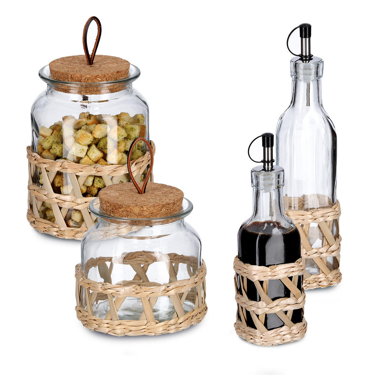 ESSIG- und Olivenölspender Boho 150 ml 6,2/6,2/19,5 cm - Transparent, Glas (6.2/19.5/6.2cm) - ZELLER
