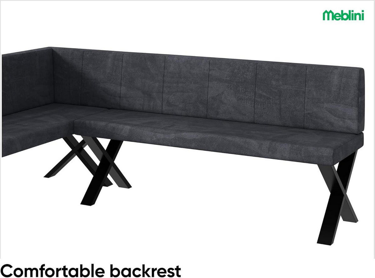 ECKBANK PETER_X - Dunkelgrau, Textil (142/196cm) - Meblini
