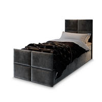 POSTEL BOXSPRING ARIEL 100x200 cm, s matrací a úložným prostorem, tmavě šedá - tmavě šedá, kompozitní dřevo/textil (100/200cm) - MASSENO