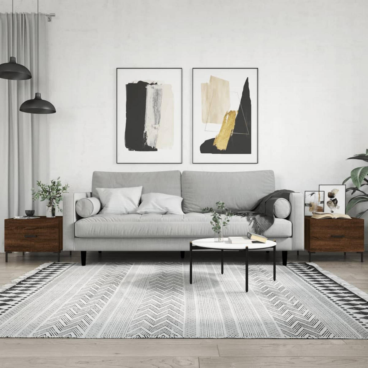 COUCHTISCHE 2 Stk. Braun Eichen-Optik 50x50x40 cm Holzwerkstoff - Braun, Holzwerkstoff (50/50/40cm) - furnicato