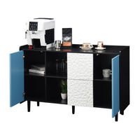SIDEBOARD 120/40/80 cm mit 2 Schubladen & 2 offenen Fächern in Schwarz/Blau - Schwarz, Holzwerkstoff (120/80/40cm) - BEAOK
