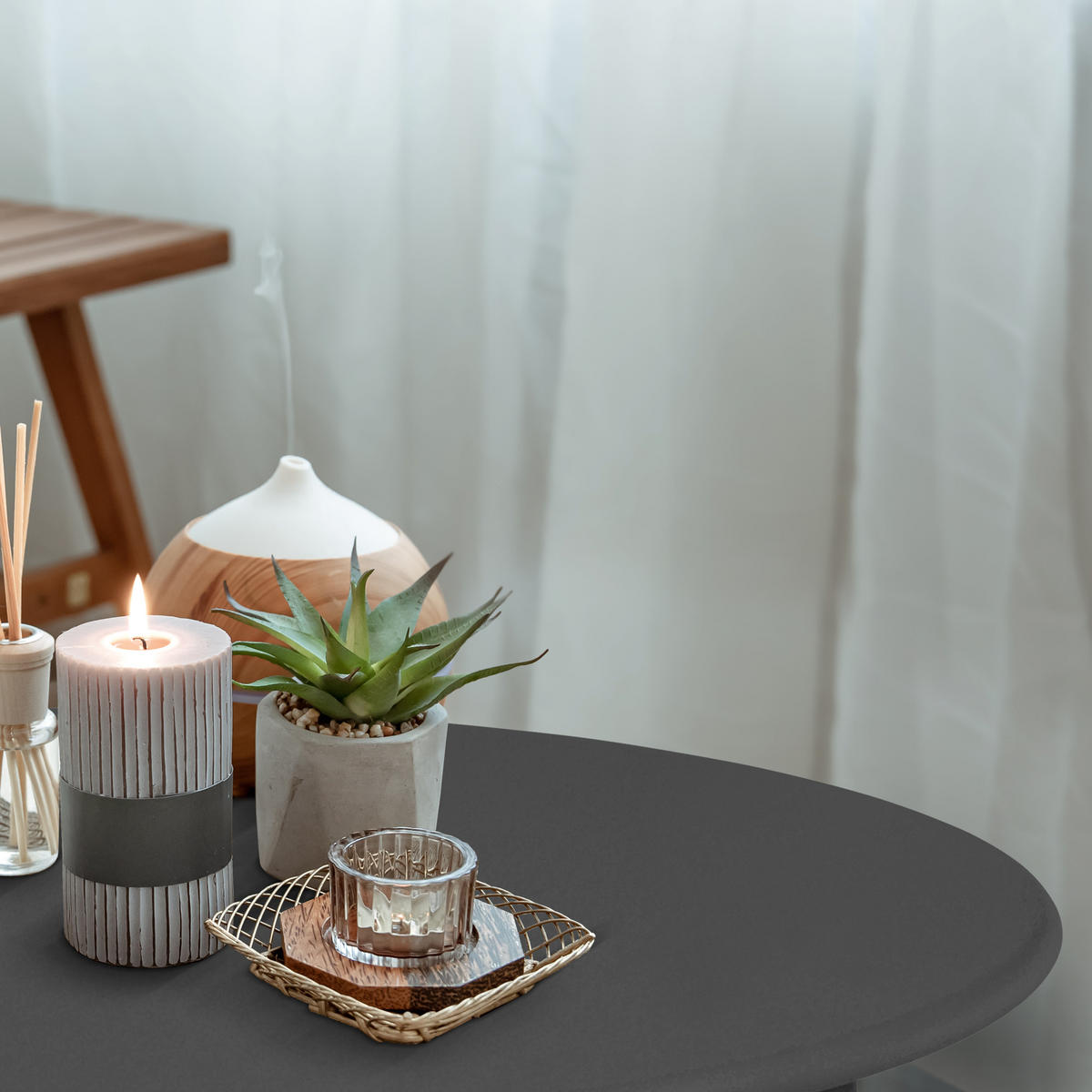 BEISTELLTISCH Finn Ø 44/46 cm Schwarz - Schwarz, Metall (44/44/46cm) - BoMoe