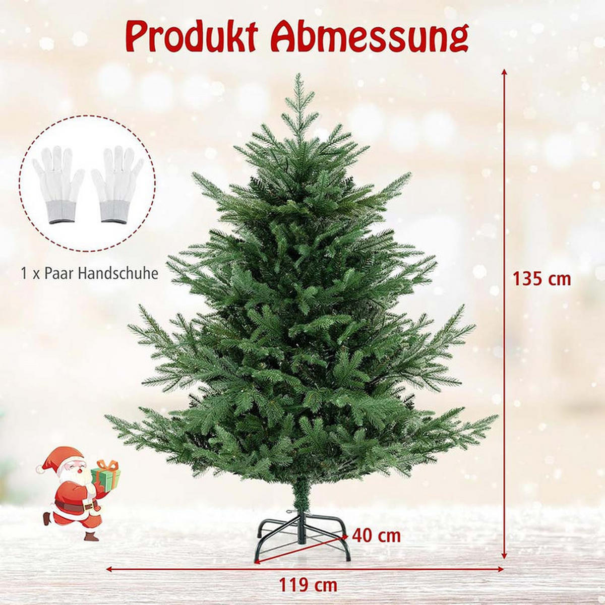 WEIHNACHTSBAUM mit 8 Lichtmodi 135cm Grün - Grün, Metall (135cm) - COSTWAY