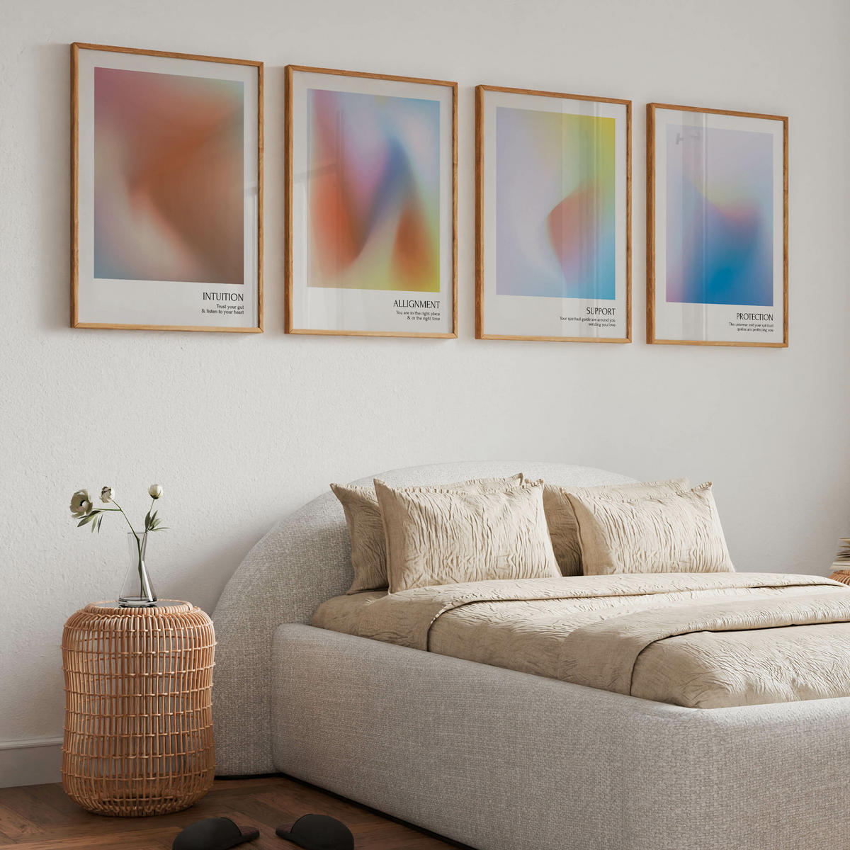 POSTER SET Aura Affirmationen Zitate Intuition Schutz 4x Poster A4 21x30cm - Multicolor, Papier (21/30/30cm) - Muralo
