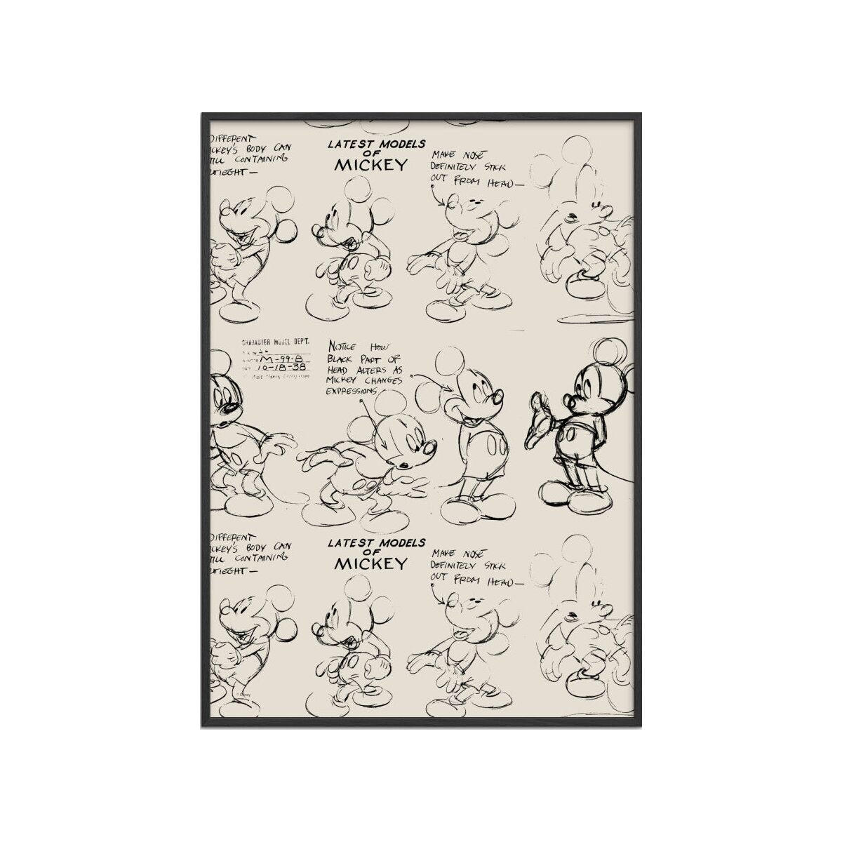 POSTER mit Rahmen Disney - Disney - Mickey Mouse Latest Models of Mickey - Beige/Schwarz, Holz/Papier (50/70cm) - Poster&Frame
