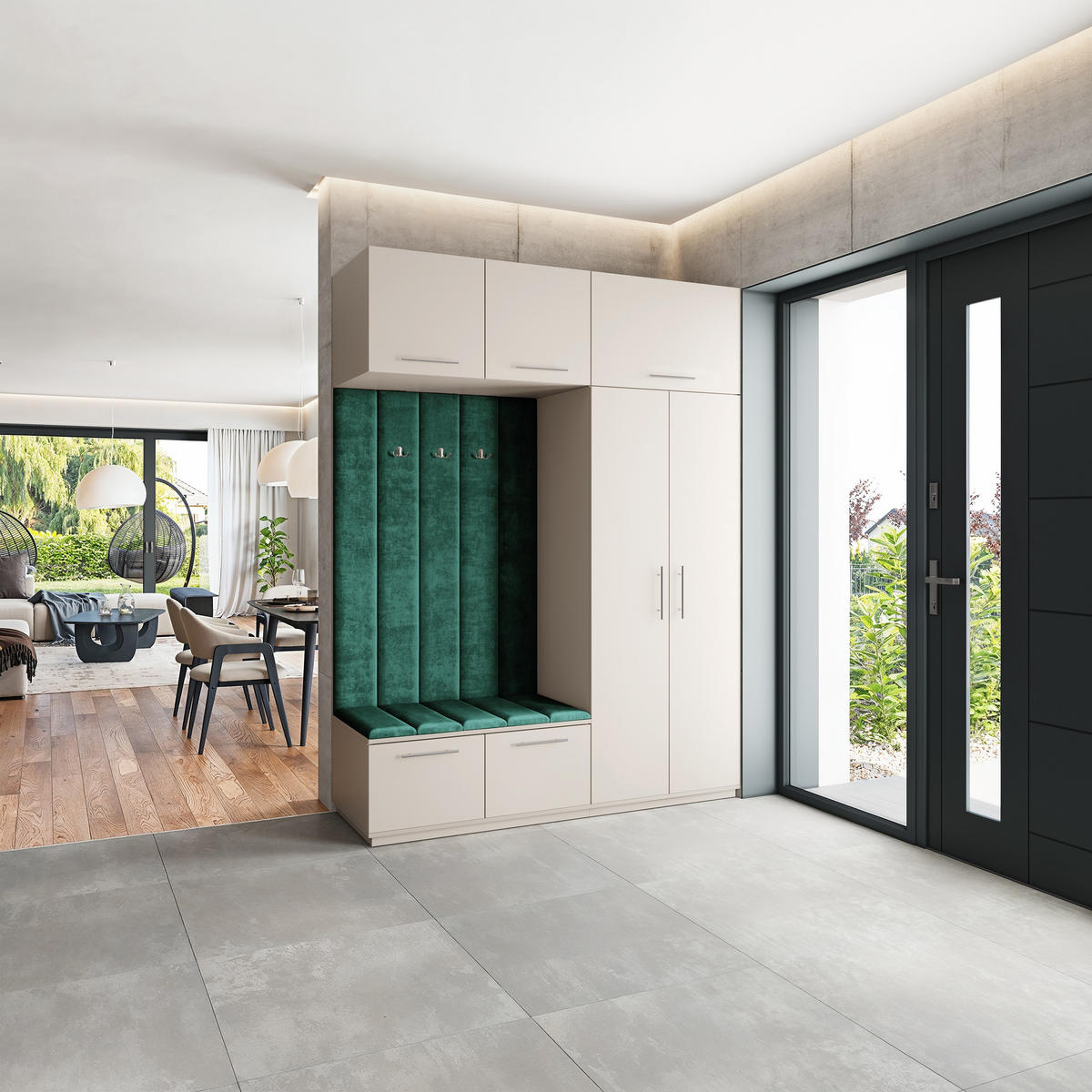 GARDEROBENSCHRANK REMA 180/240/60 cm Modern Garderobe-Set Kaschmir - Kaschmir/Grün, Holzwerkstoff (180/240/60cm) - MASSENO