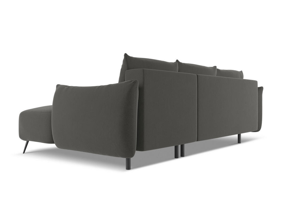 ECKSOFA mit Schlaffunktion Samt Stoff Grau - Dunkelgrau/Schwarz, Textil/Metall (242/162cm) - Makamii