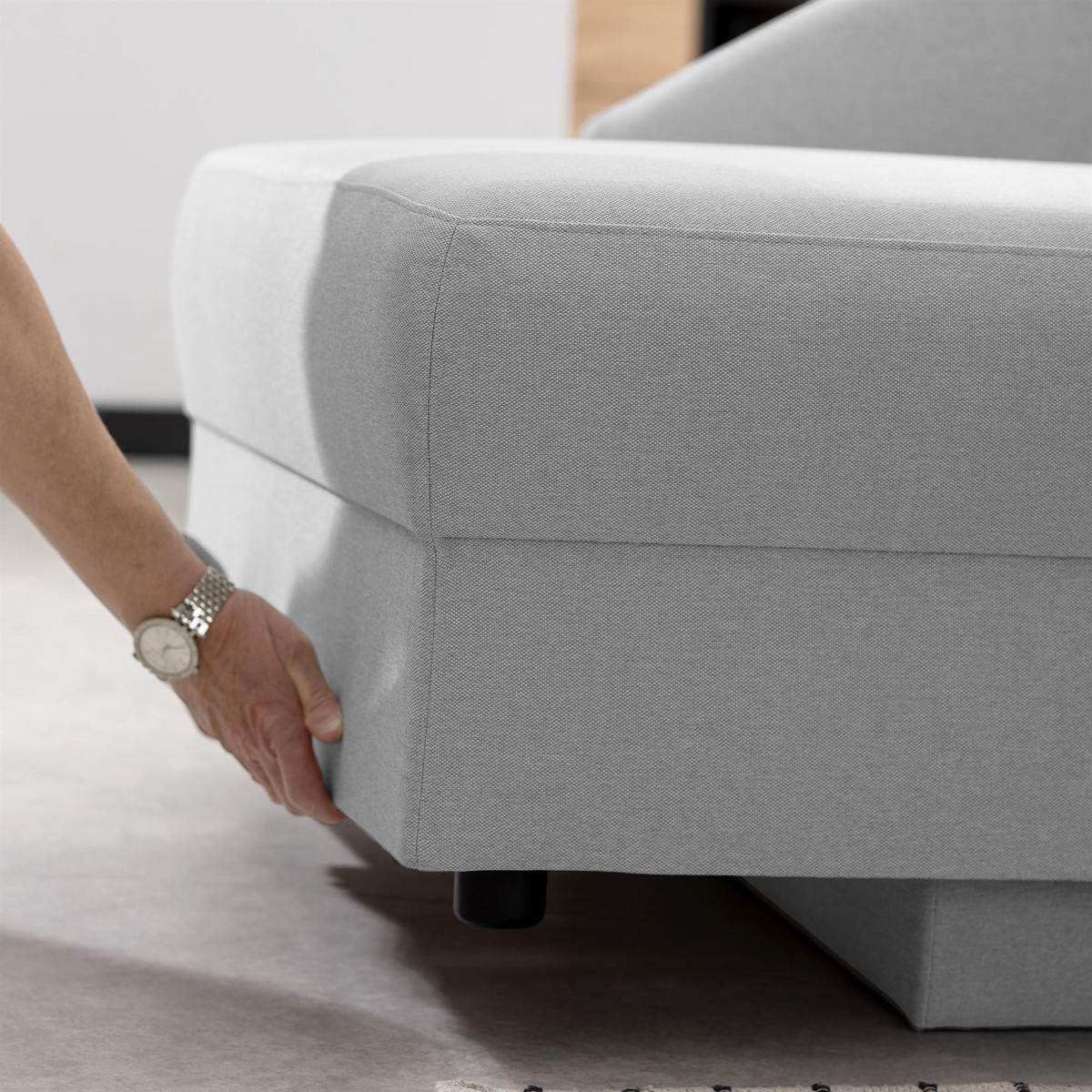 RECAMIERE Armlehne links Kalila Bezug Flachgewebe Kunststoff / hellgrau - Grau, Kunststoff (154/86/93cm) - 58aufmkessel