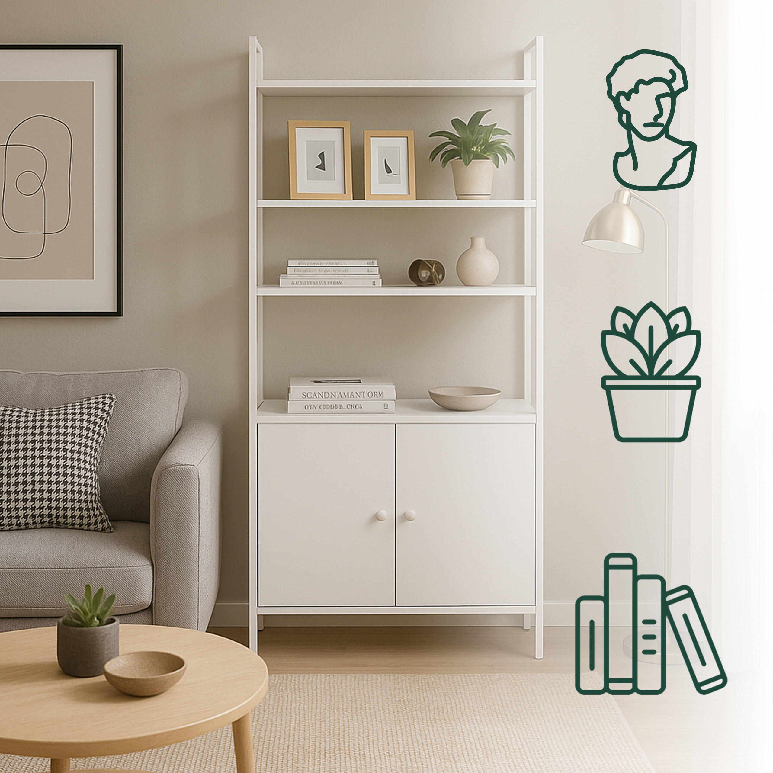 BÜCHERREGAL - Weiß, Holzwerkstoff/Metall (60/159.5/24cm) - Relaxdays