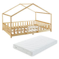 HAUSBETT Treviolo mit Matratze - Naturfarben, Holz/Textil (140/200cm) - [en.casa]