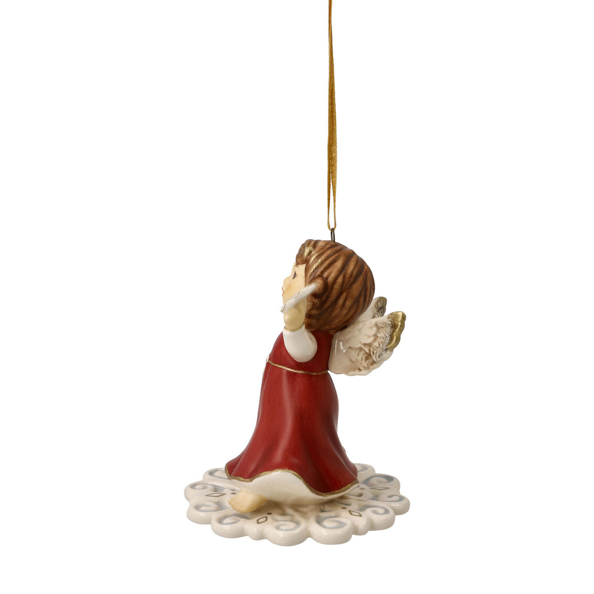 ENGELFIGUR Winterspaß, Steingut, Bordeaux, 7.5 cm - Rot, Keramik (6/7.5/6cm) - Goebel