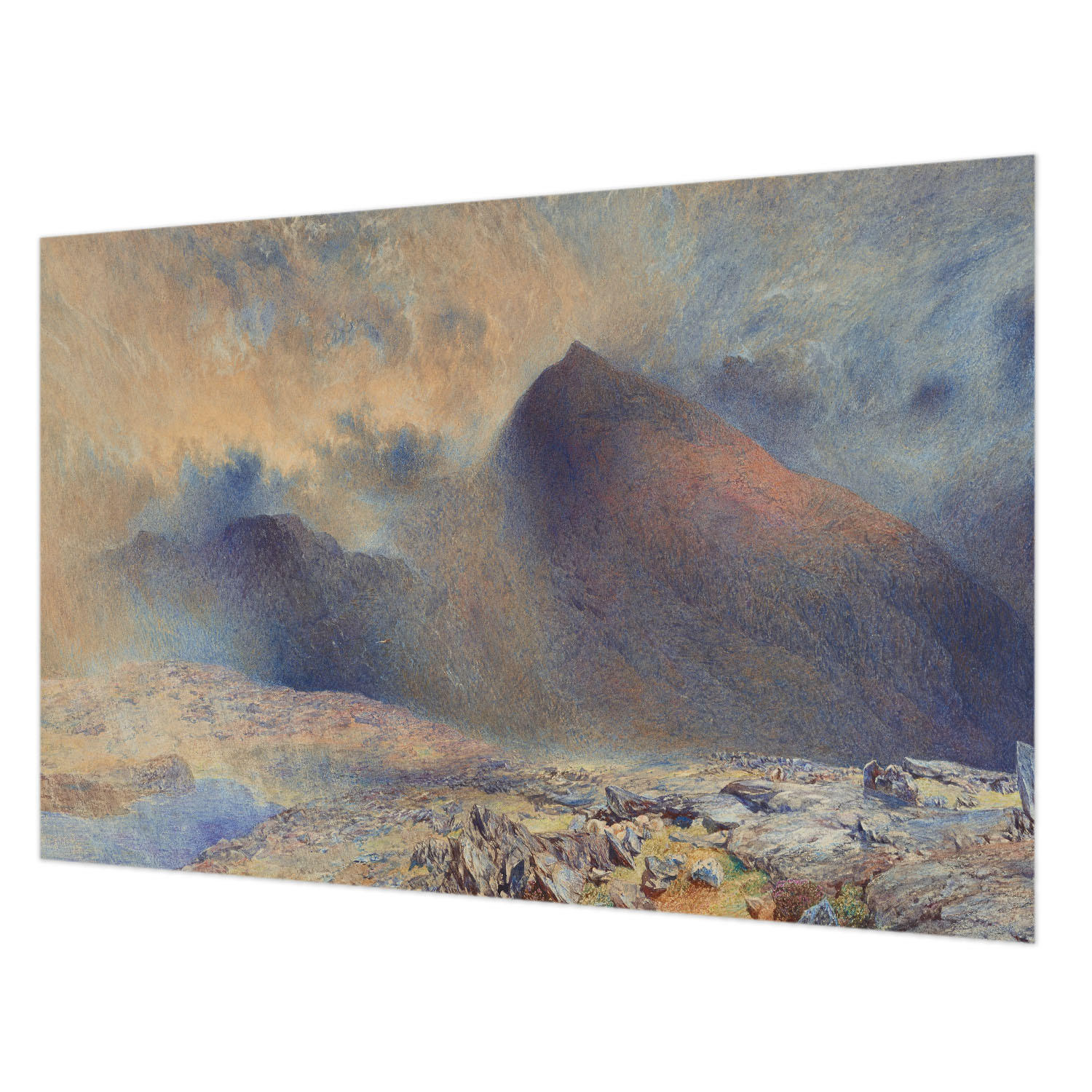 FOTOTAPETE 104x70 cm - Berglandschaft - Schwarz, Textil (104/70cm) - Wallfluent